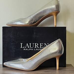 Lauren Ralph Lauren Women's Lanette Pointed Toe Pumps Size 9 Silver NWT